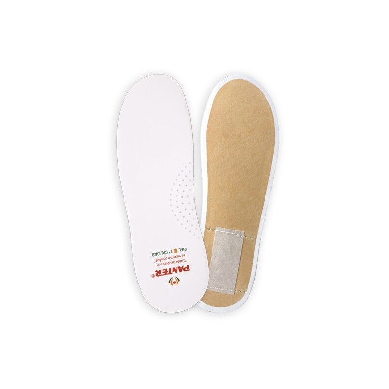 PLANTILLA DE PIEL ESPECIAL ZUECOS - CABALLERO vista superior e inferior