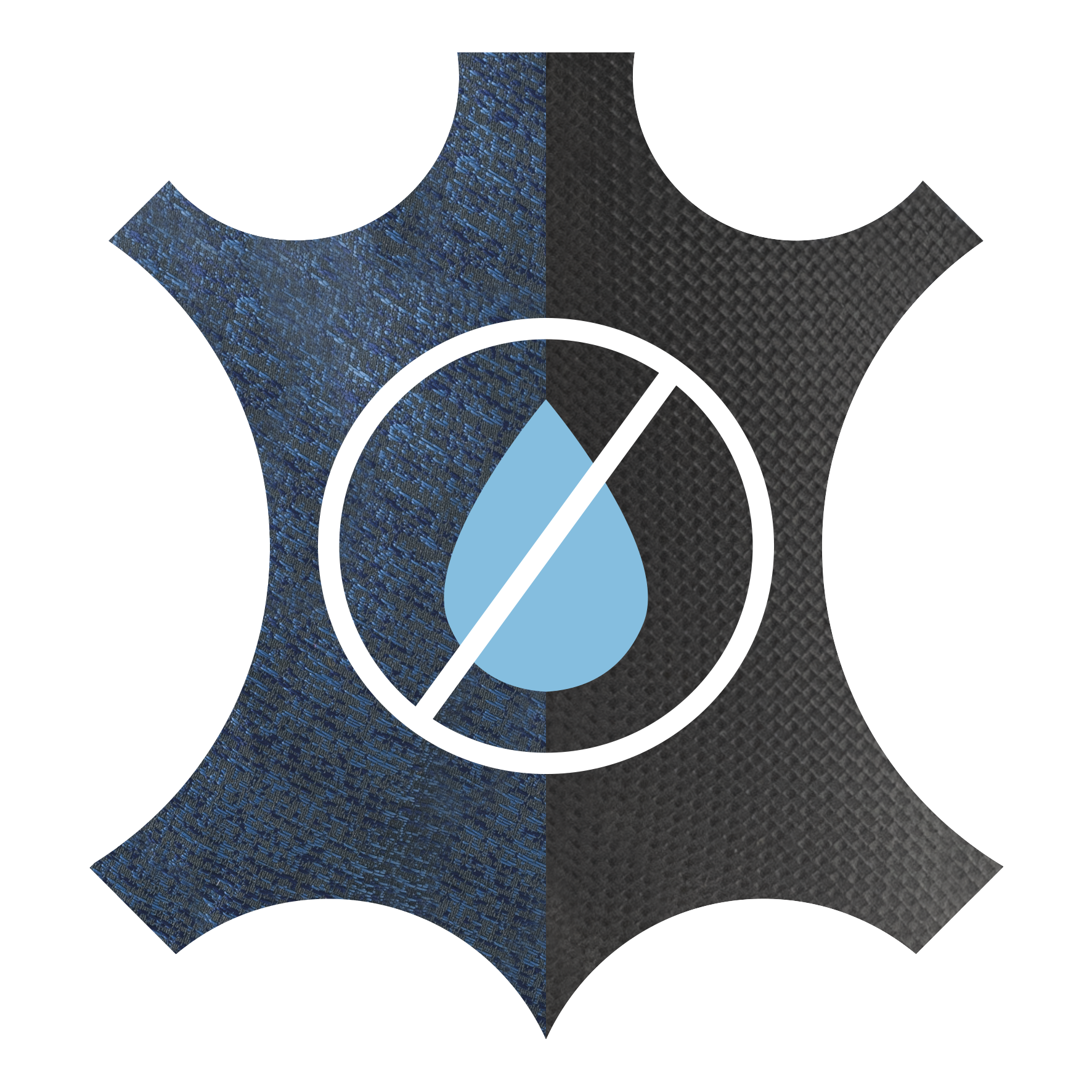 Tejido con tecnología ECOLÓGICA Azul hidrofugado y transpirable